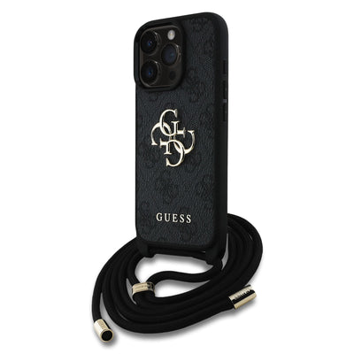 Guess kožený kryt na iPhone s crossbody popruhem 4G Metal Logo