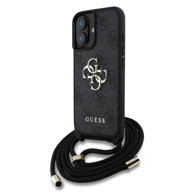 Guess kožený kryt na iPhone s crossbody popruhem 4G Metal Logo