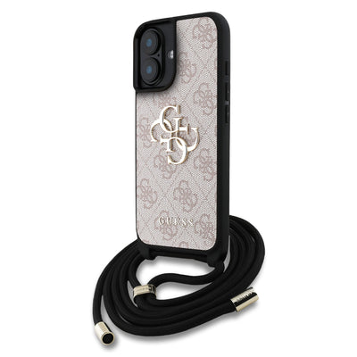Guess kožený kryt na iPhone s crossbody popruhem 4G Metal Logo
