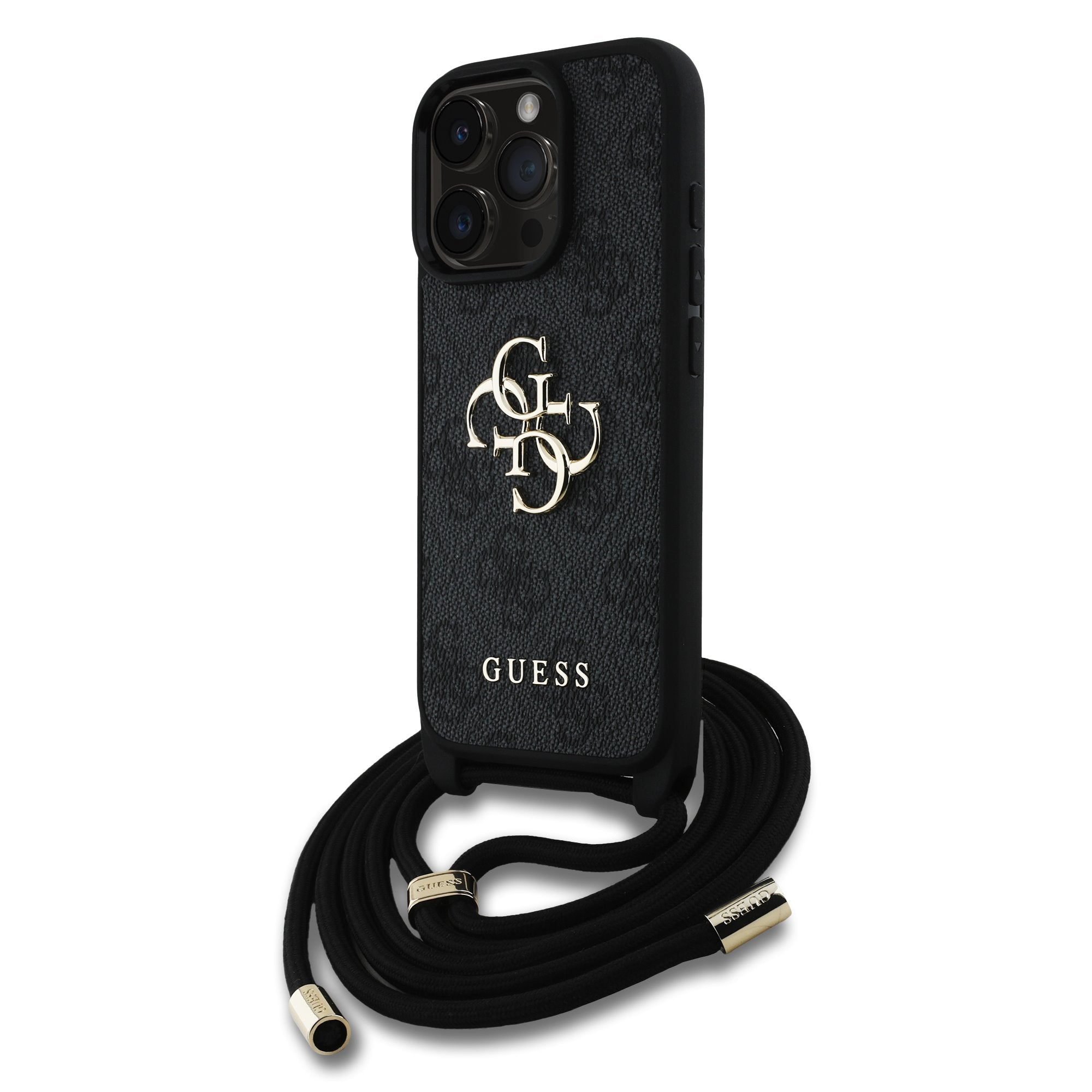 Guess kožený kryt na iPhone s crossbody popruhem 4G Metal Logo