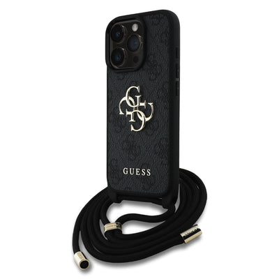 Guess kožený kryt na iPhone s crossbody popruhem 4G Metal Logo