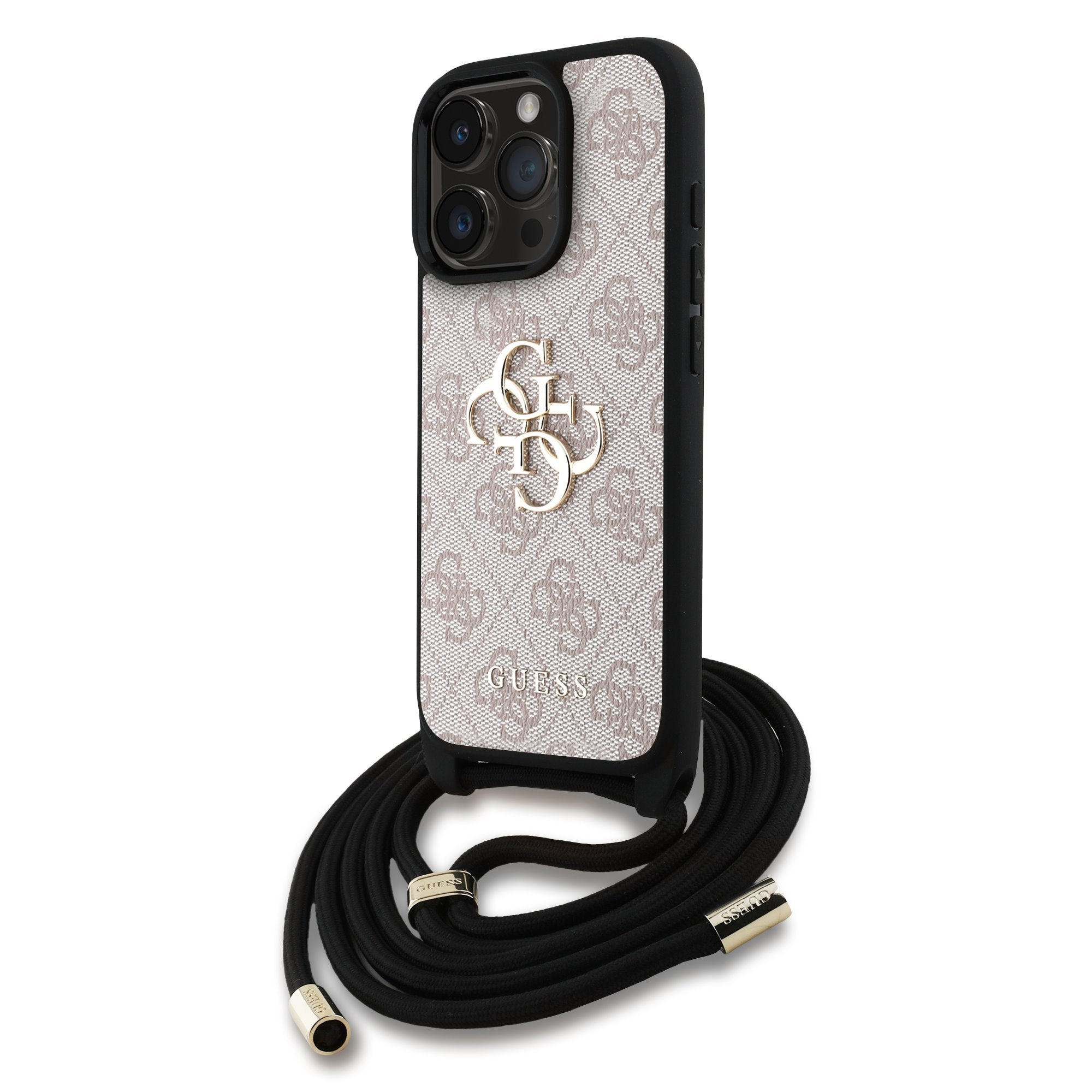 Guess kožený kryt na iPhone s crossbody popruhem 4G Metal Logo