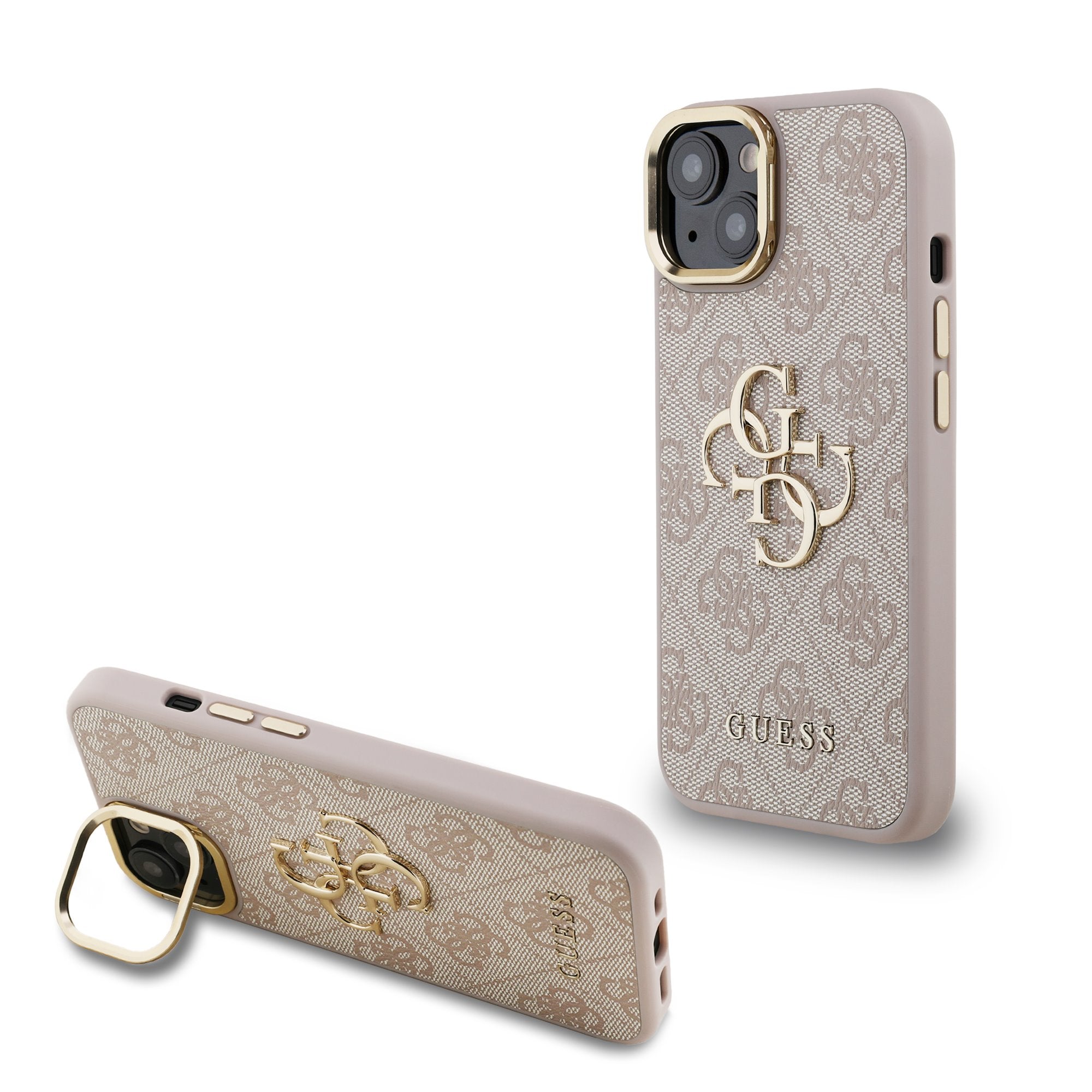 Guess kožený kryt na iPhone 4G Metal Logo Stand Camera Frame