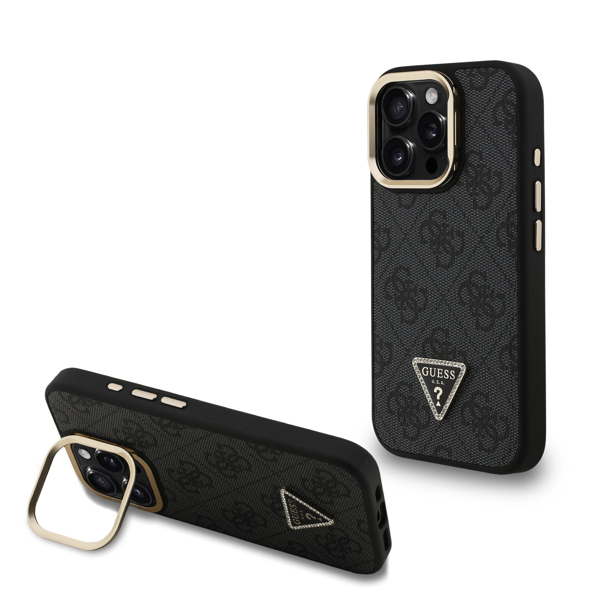 Guess MagSafe kryt na iPhone 4G Strass Triangle Logo Stand Camera Frame