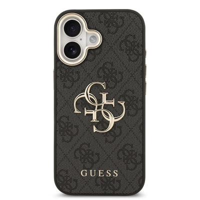 Guess kožený kryt na iPhone 4G Metal Logo Gold Frame
