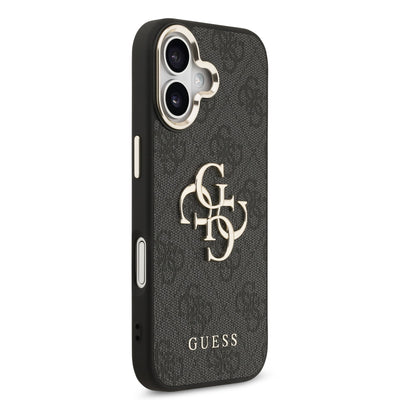 Guess kožený kryt na iPhone 4G Metal Logo Gold Frame