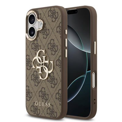Guess kožený kryt na iPhone 4G Metal Logo Gold Frame
