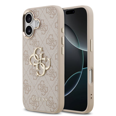 Guess kožený kryt na iPhone 4G Metal Logo Gold Frame