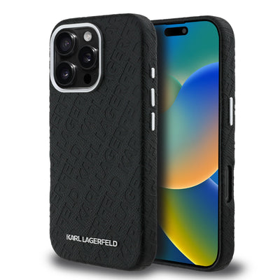 Karl Lagerfeld Grained PU Repeated Logo MagSafe Zadní Kryt