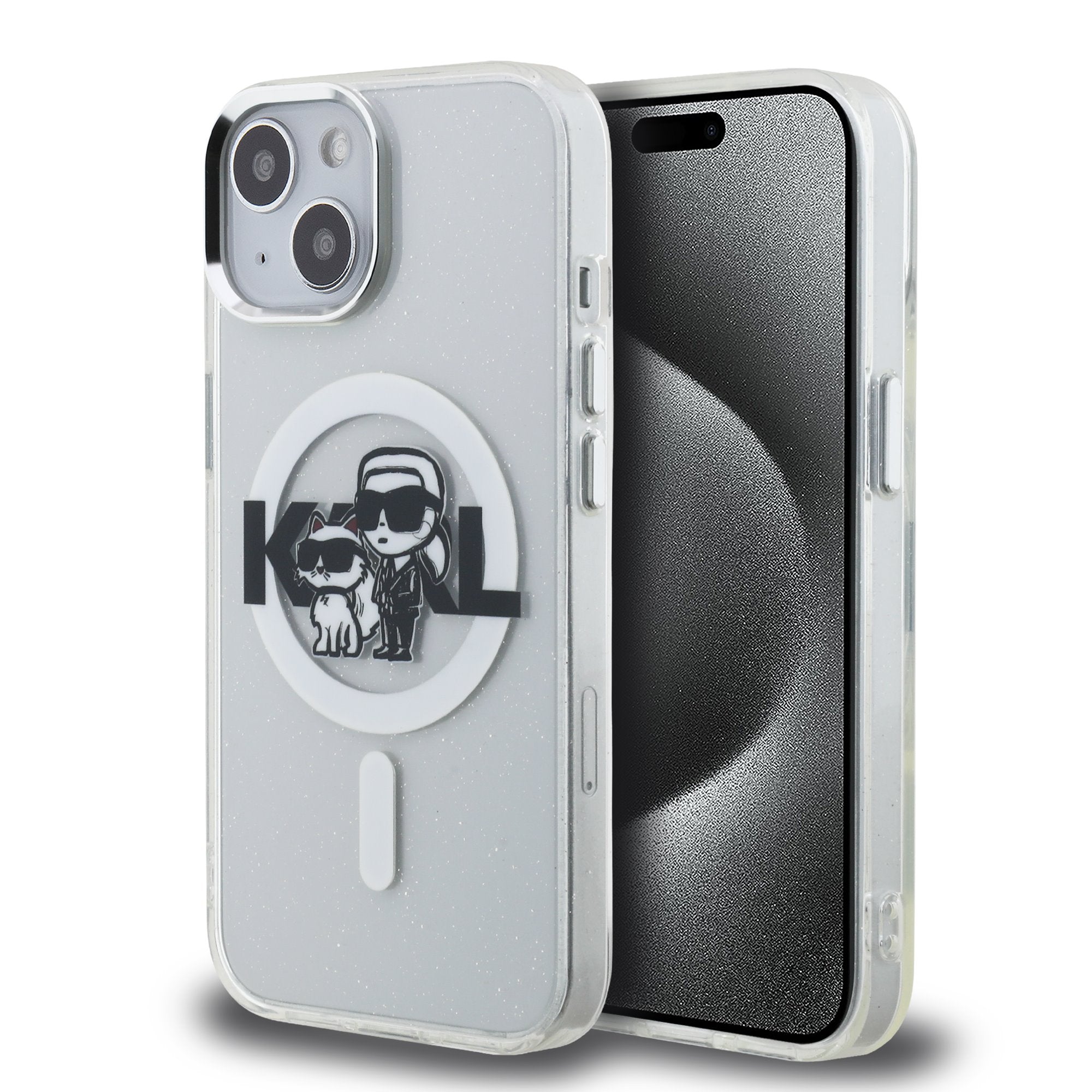 Karl Lagerfeld IML Glitter Karl and Choupette Sketch MagSafe Zadní Kryt