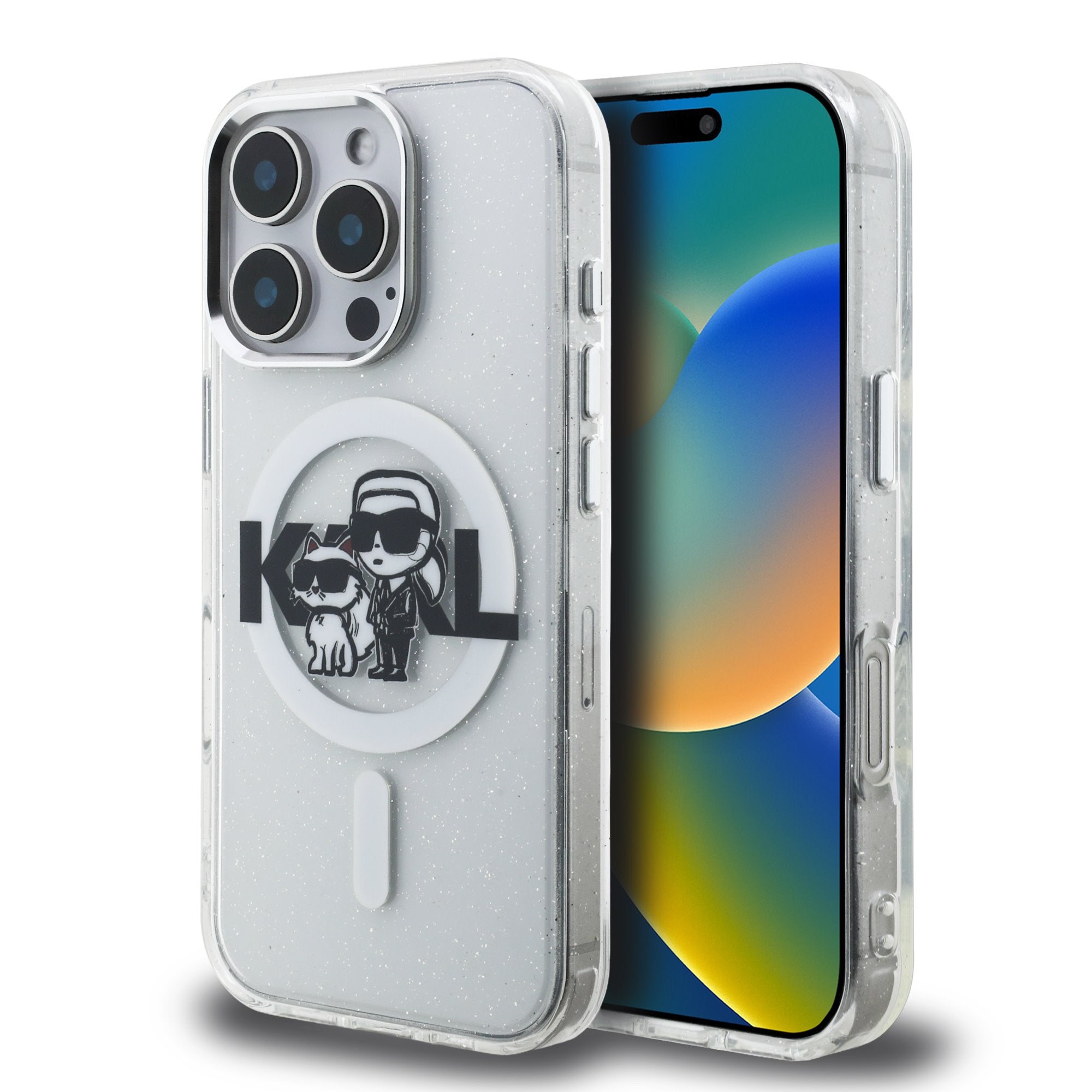 Karl Lagerfeld IML Glitter Karl and Choupette Sketch MagSafe Zadní Kryt