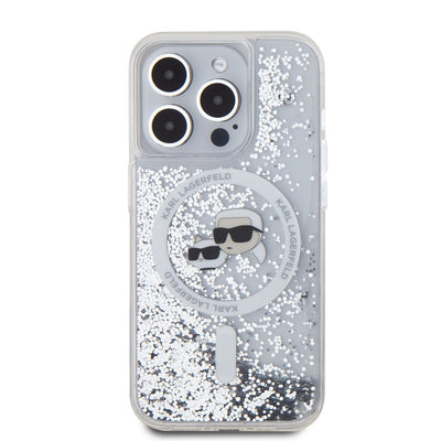 Karl Lagerfeld Liquid Glitter Karl and Choupette Heads MagSafe Zadní Kryt
