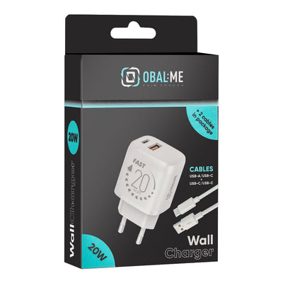 OBAL:ME Cestovní Nabíječka USB-A + USB-C 20W + 2x kabel 1m - pohled 5