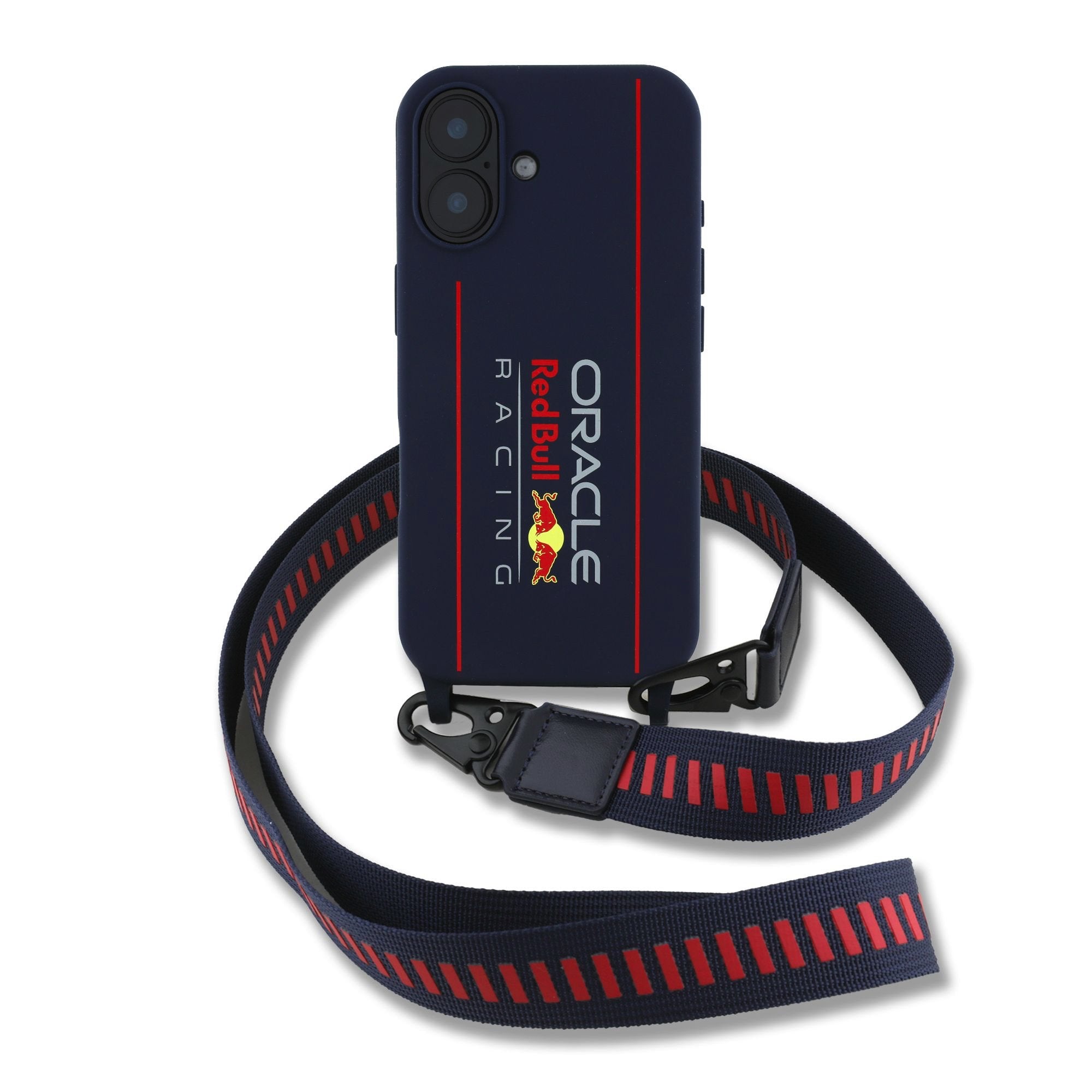 Red Bull MagSafe silikonový kryt na iPhone s crossbody popruhem – Vertical Logo - pohled 1