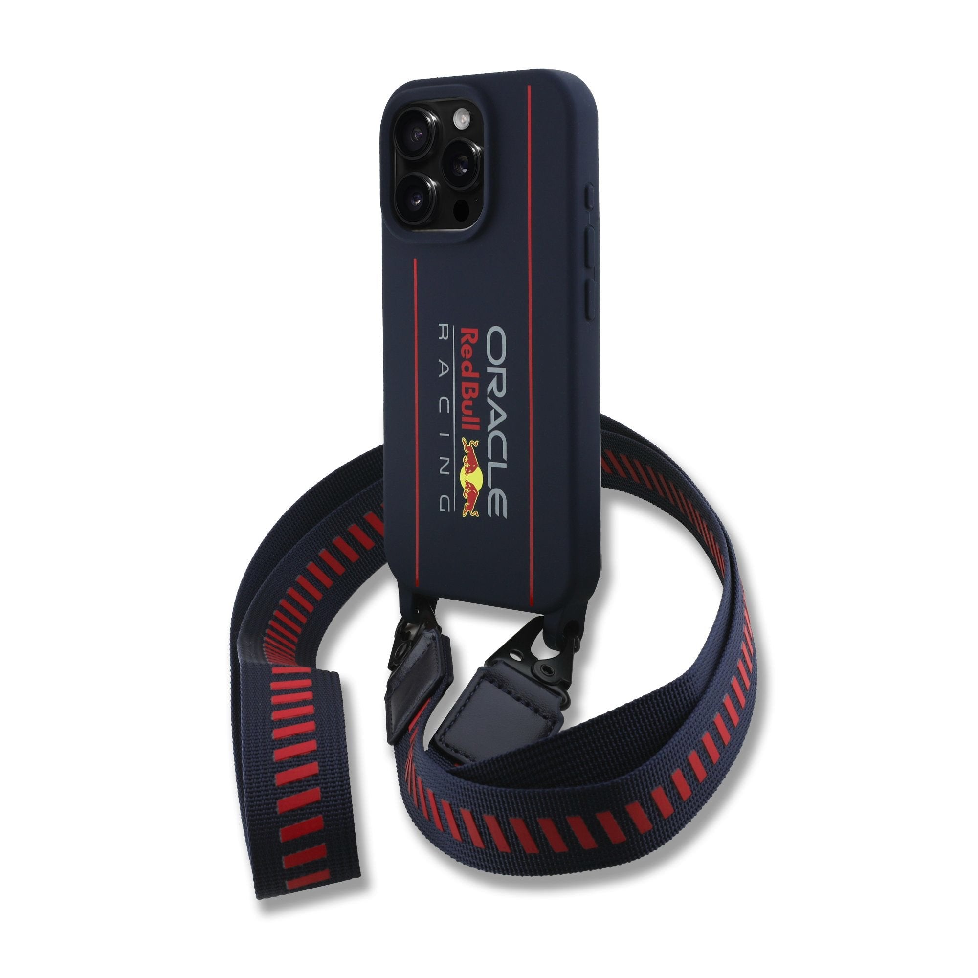 Red Bull MagSafe silikonový kryt na iPhone s crossbody popruhem – Vertical Logo - pohled 7
