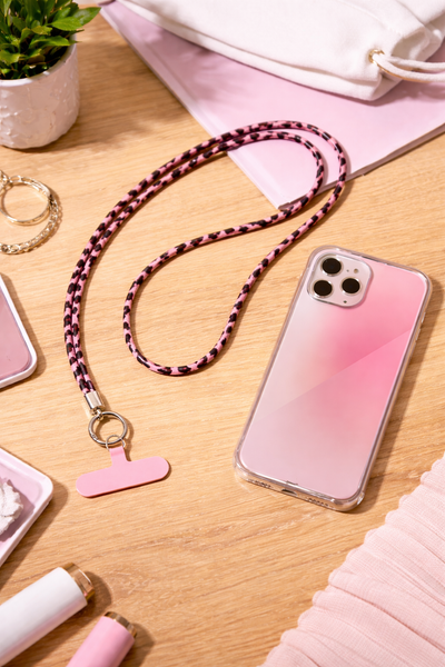 Růžová popruh pogumovaný crossbody - pohled 2