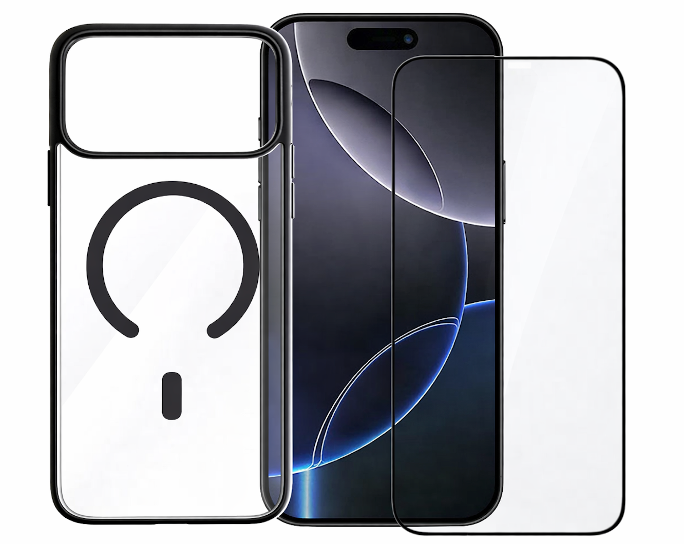 Sada průhledný MagSafe kryt + 5D ochranné sklo pro Apple iPhone - pohled 1