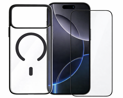 Sada průhledný MagSafe kryt + 5D ochranné sklo pro Apple iPhone - pohled 1